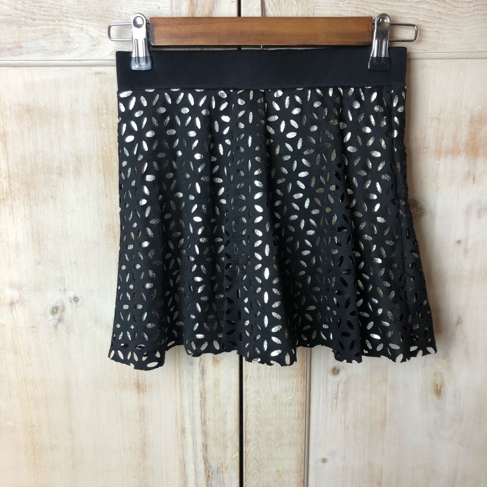 Xhilaration Black Floral Cutout Skirt